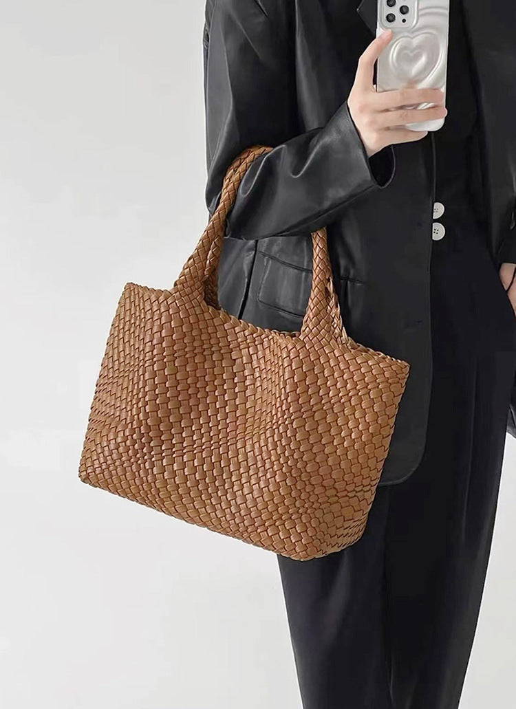 Valerie Woven Luxe Tote | Vegan Leather Statement Handbag
