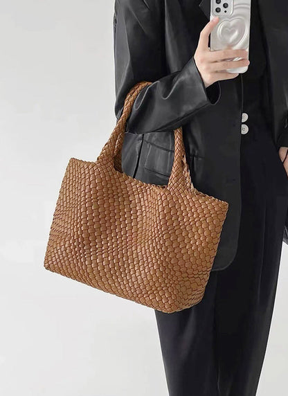 Valerie Woven Luxe Tote | Vegan Leather Statement Handbag