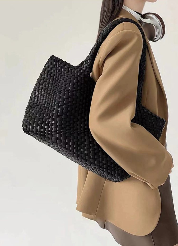 Valerie Woven Luxe Tote | Vegan Leather Statement Handbag