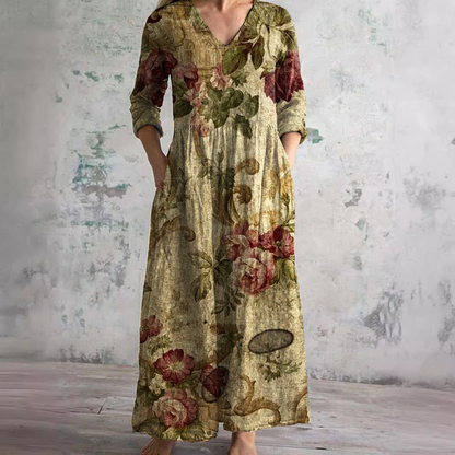 Dearyn | Women’s Summer Dress with V-Neck and Floral Pattern