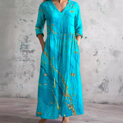 Dearyn | Women’s Summer Dress with V-Neck and Floral Pattern