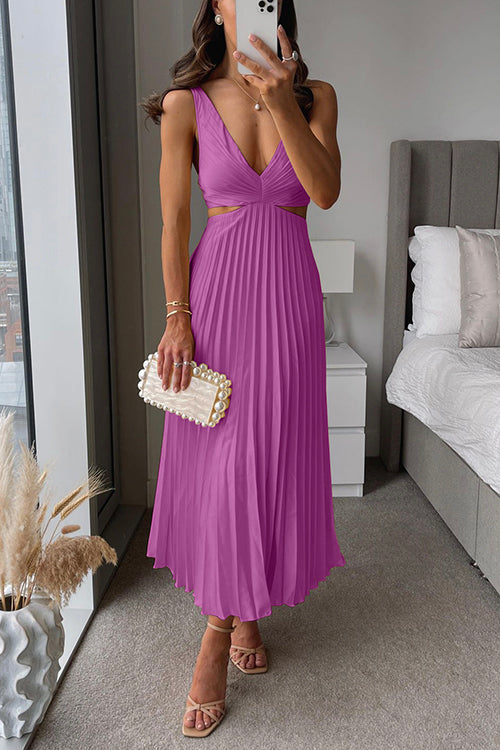 Aitana | Women’s V-Neck Pleated Maxi Dress