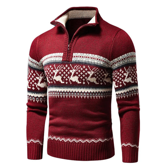 Roberto | Men’s Festive Zip-Neck Winter Sweater
