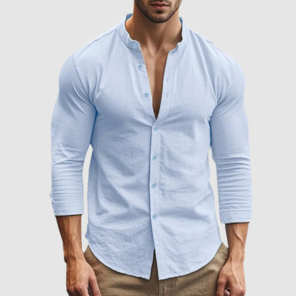 Thiago | Men’s Breezy Linen-Cotton Shirt