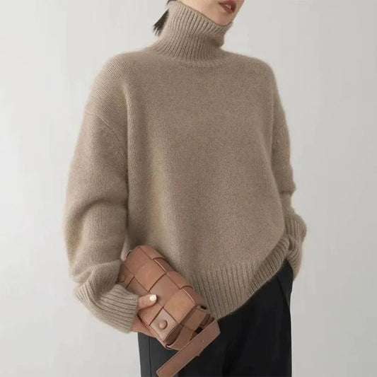 Elaran | Women’s Classic Grey Turtleneck Sweater