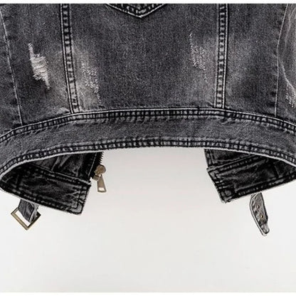 Sorell | Women’s Distressed Denim Moto Jacket