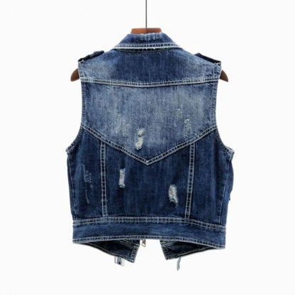 Sorell | Women’s Distressed Denim Moto Jacket