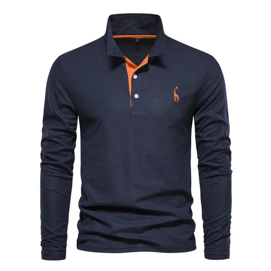 Ardeni | Men’s Long-Sleeve Cotton Polo Shirt