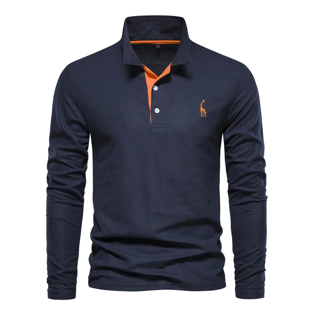 Ardeni | Men’s Long-Sleeve Cotton Polo Shirt