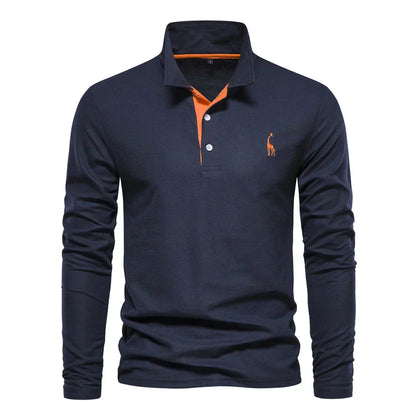 Ardeni | Men’s Long-Sleeve Cotton Polo Shirt