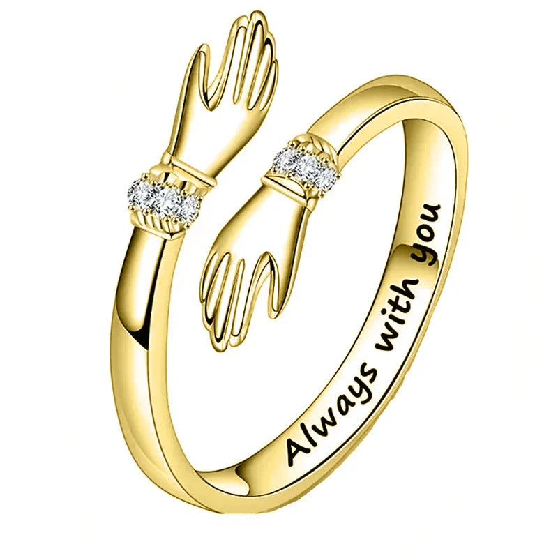 Amora Hand Hug Ring | Sterling Silver Diamond Accent Ring