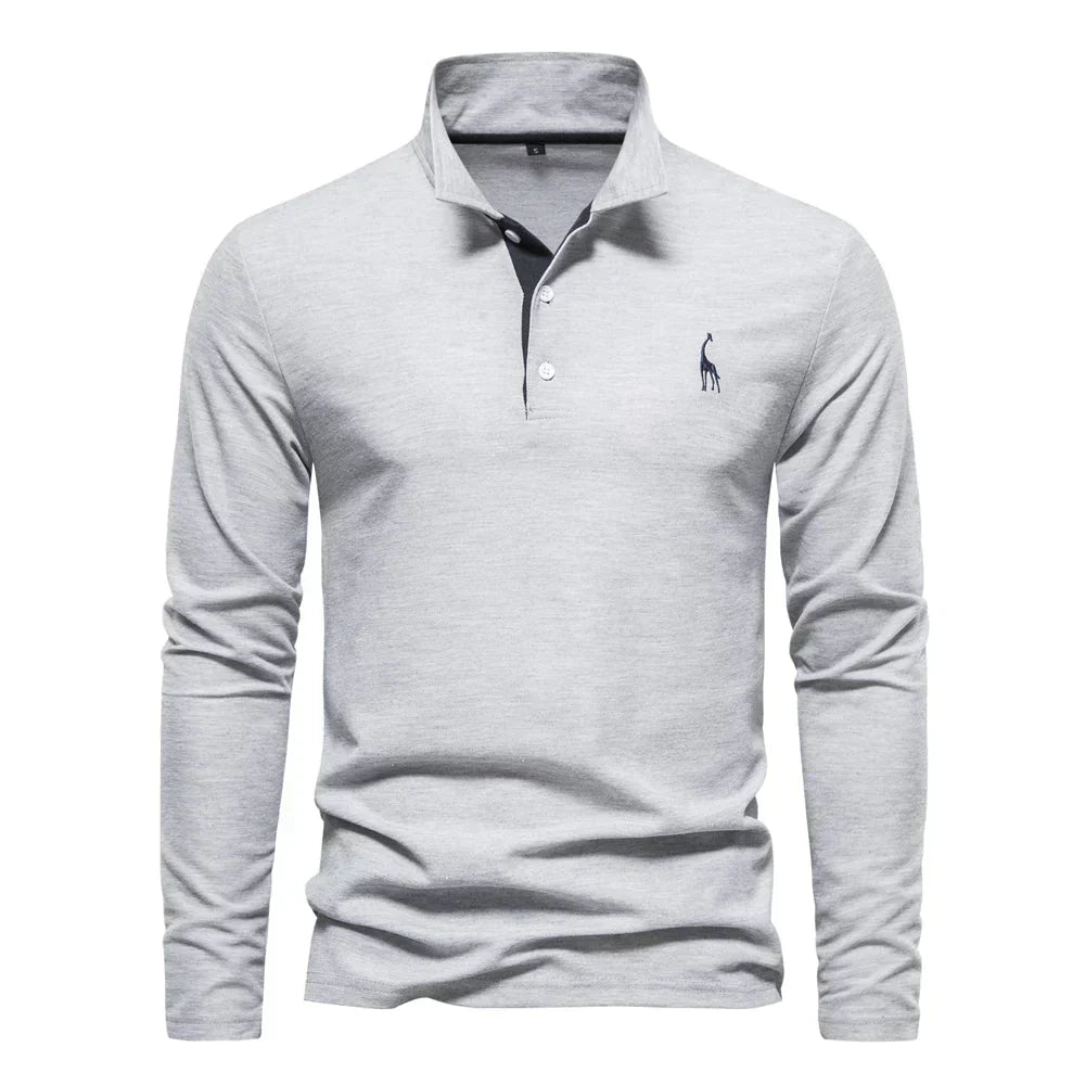 Ardeni | Men’s Long-Sleeve Cotton Polo Shirt