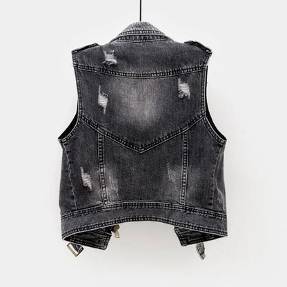Sorell | Women’s Distressed Denim Moto Jacket