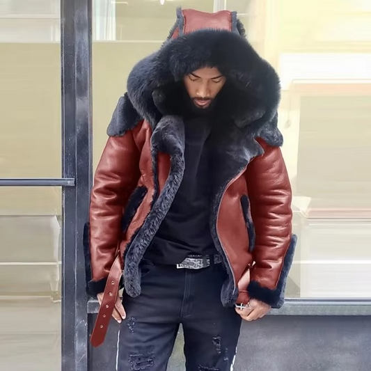 Elijah | Men’s Leather Winter Coat with Wool Lining