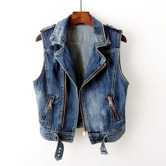 Sorell | Women’s Distressed Denim Moto Jacket