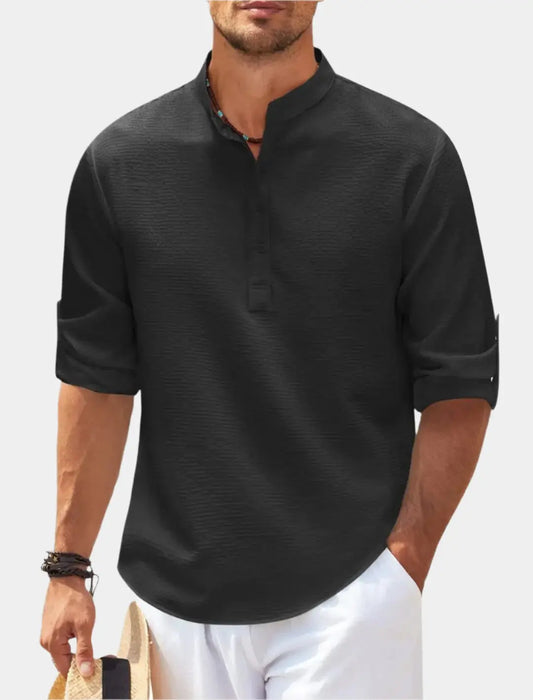 Corbin | Men’s Long Sleeve Henry Collar T-Shirt