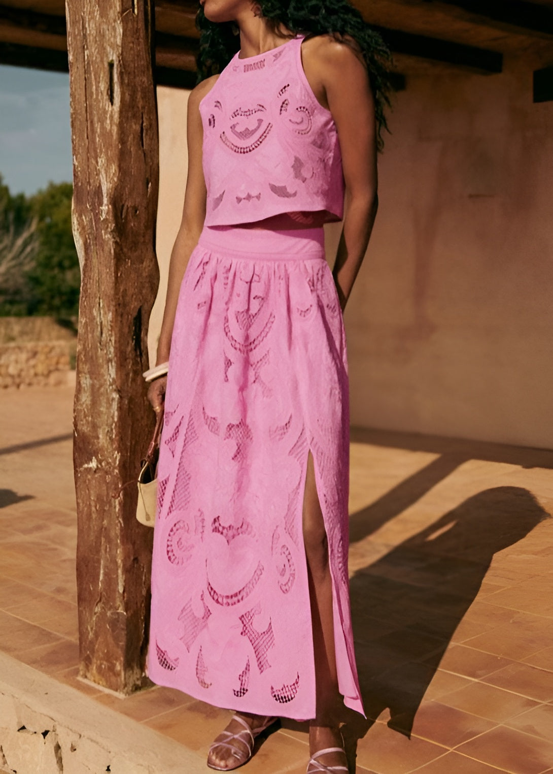 Cali | Women’s Two-Piece Cropped Top & Cut-Out Maxi Skirt Set