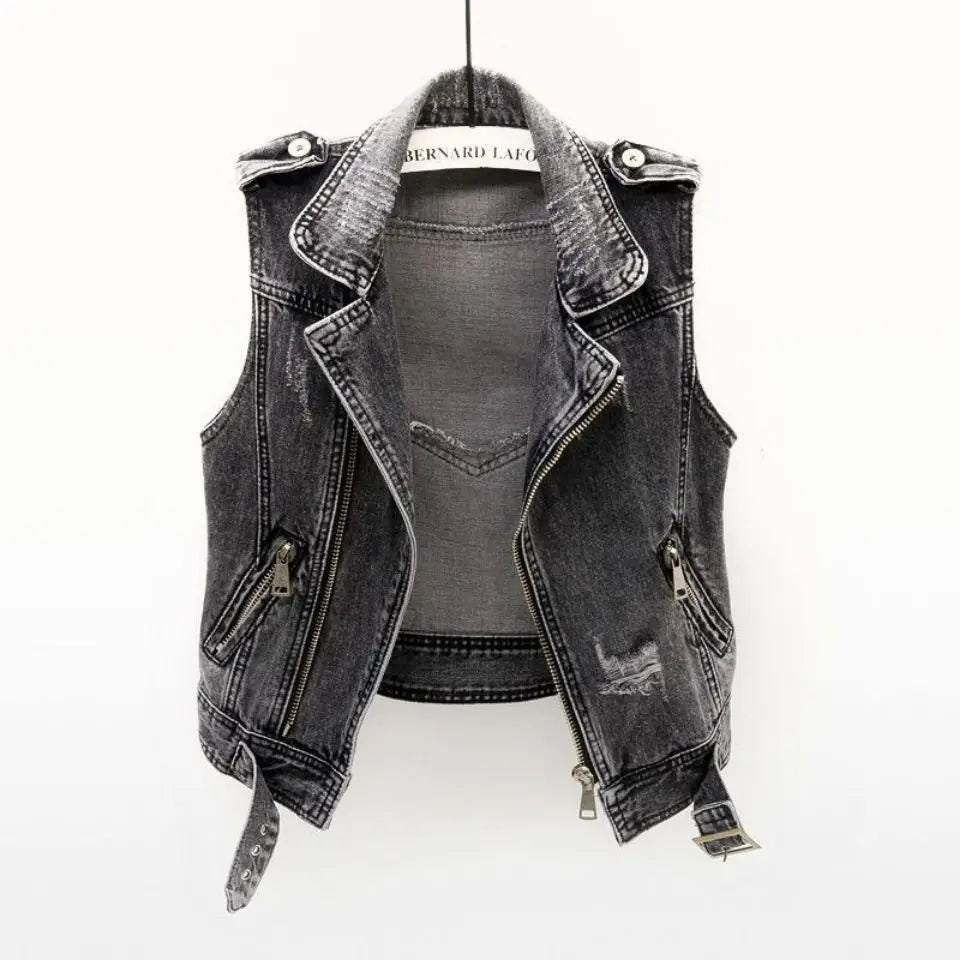 Sorell | Women’s Distressed Denim Moto Jacket