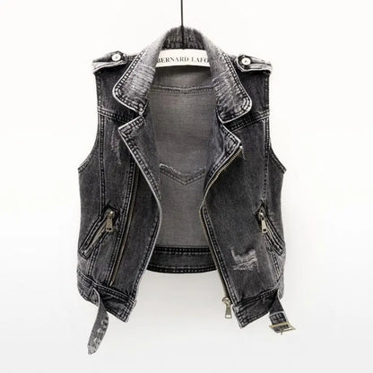 Sorell | Women’s Distressed Denim Moto Jacket