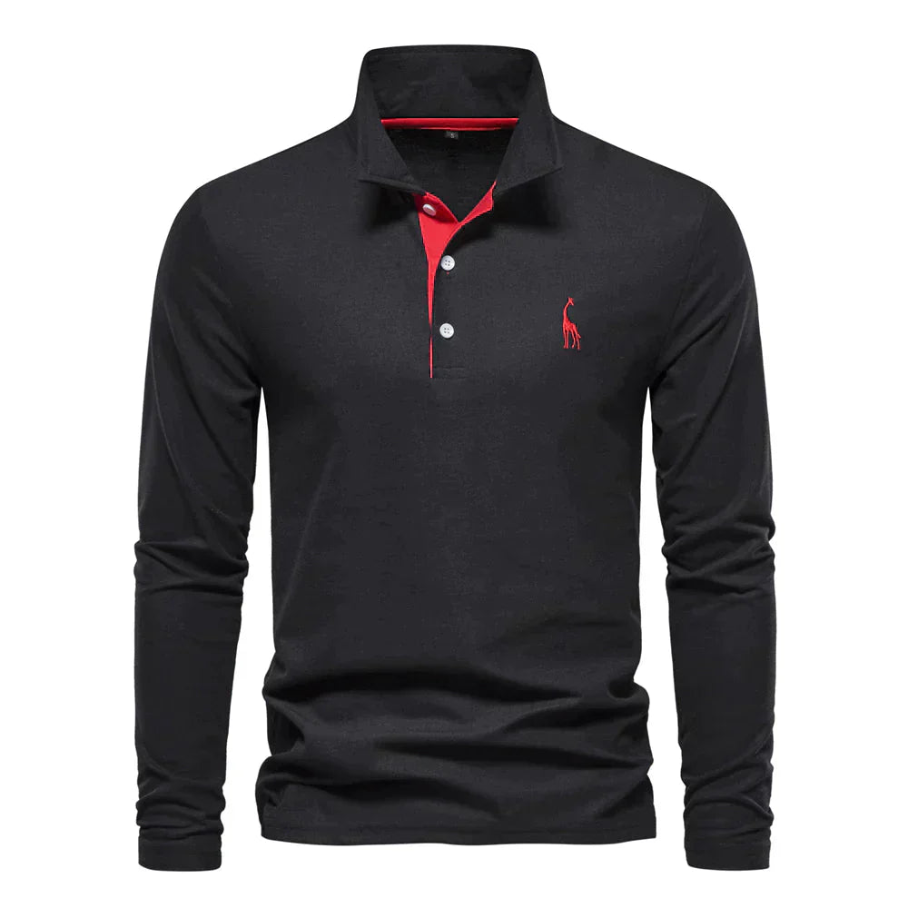 Ardeni | Men’s Long-Sleeve Cotton Polo Shirt