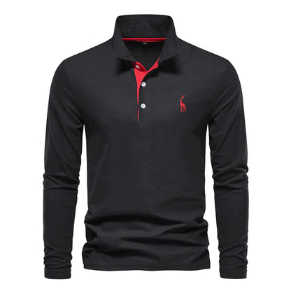 Ardeni | Men’s Long-Sleeve Cotton Polo Shirt