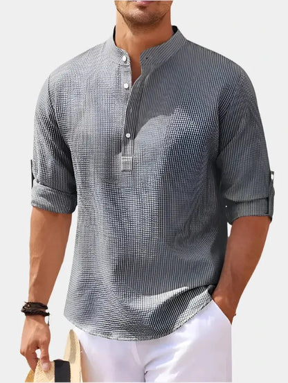 Corbin | Men’s Long Sleeve Henry Collar T-Shirt