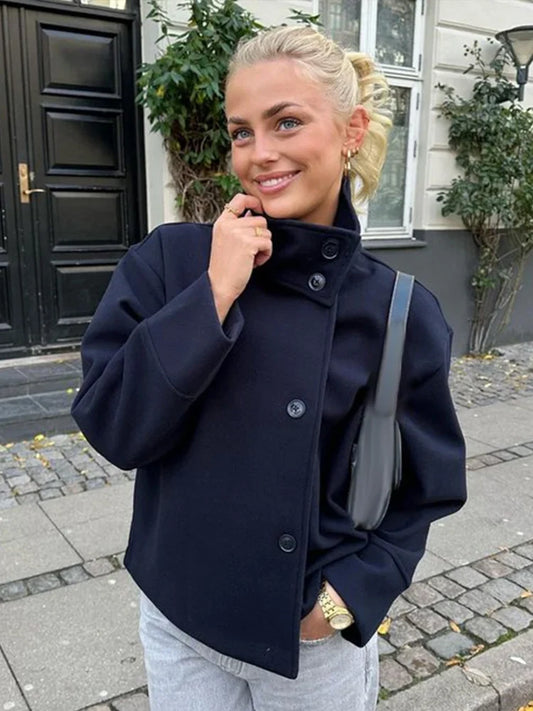 Sarahi | Women’s Cropped Wool-Blend Minimalist Jacket