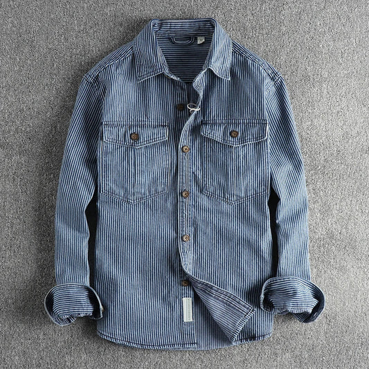 Dylan | Men’s Vintage Striped Denim Shirt