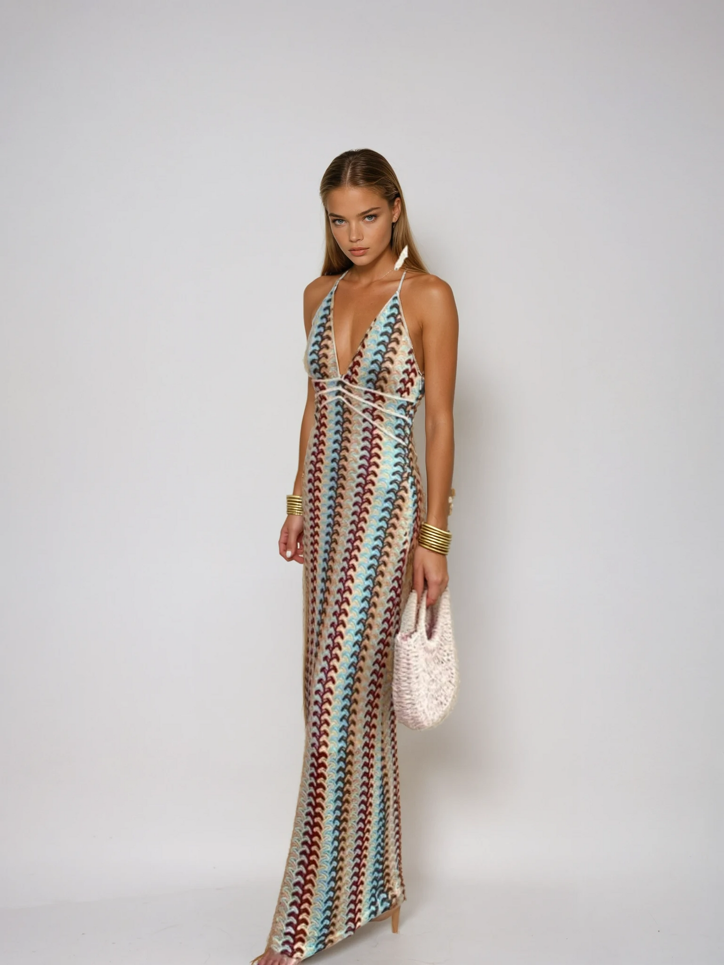 Alivia | Crochet Halterneck Maxi Dress