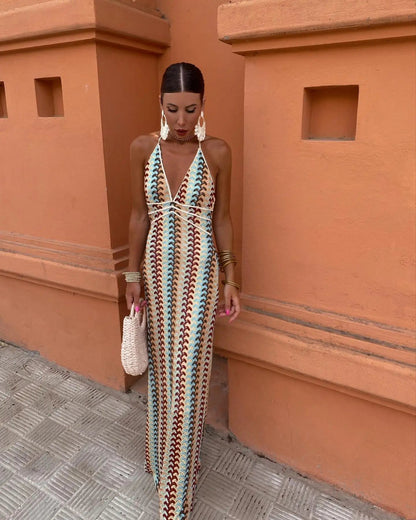 Alivia | Crochet Halterneck Maxi Dress