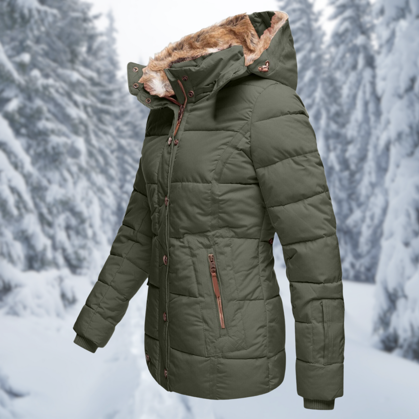 Waine | Women’s Winter Jacket with Faux Fur Hood