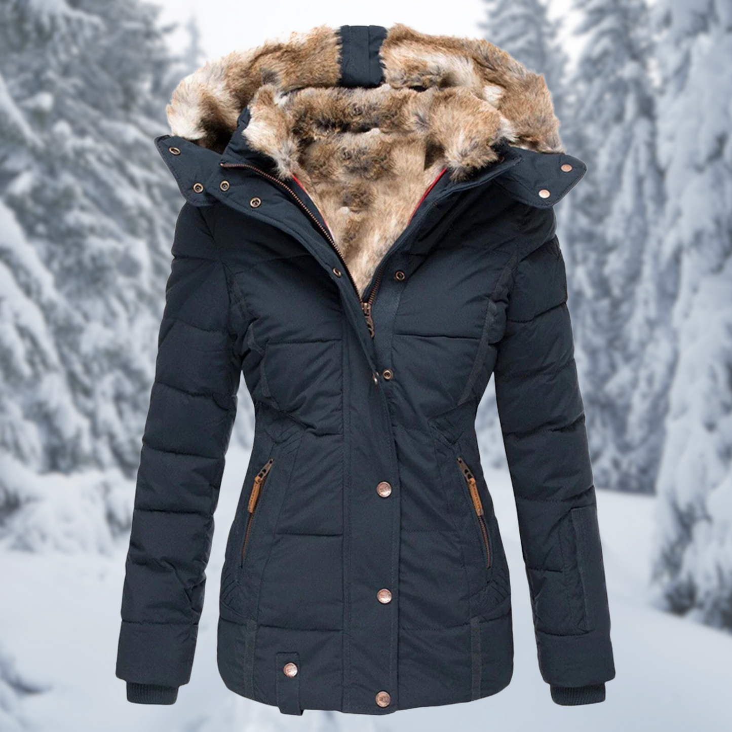 Waine | Women’s Winter Jacket with Faux Fur Hood