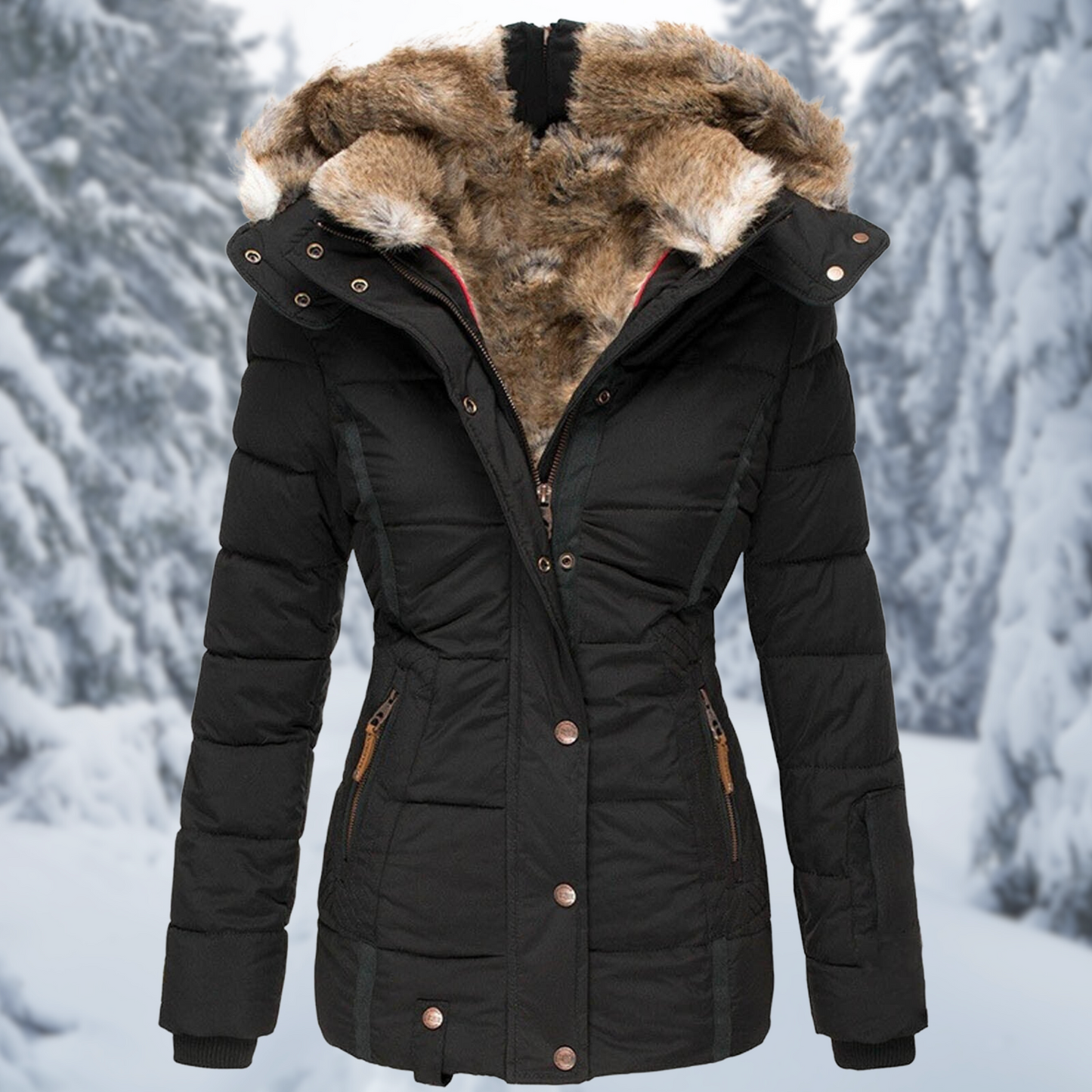 Waine | Women’s Winter Jacket with Faux Fur Hood