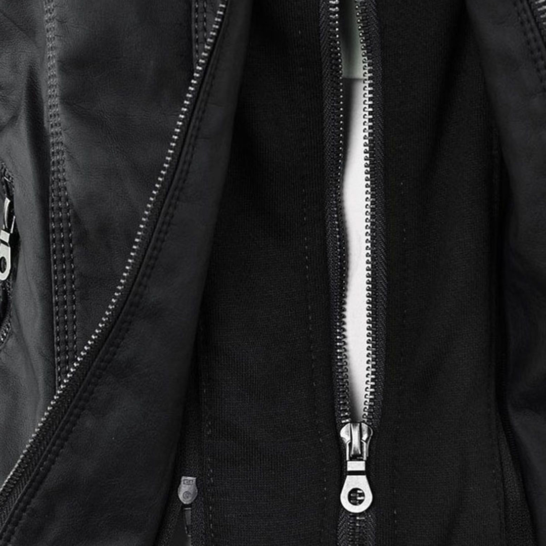 Vada | Women’s Black PU Leather Jacket with Hood