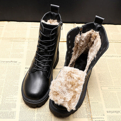 Angeline | Women’s Black Leather Winter Boots