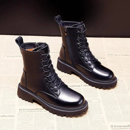 Angeline | Women’s Black Leather Winter Boots