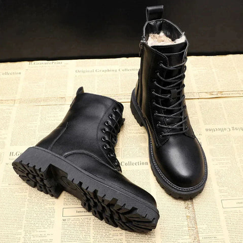 Angeline | Women’s Black Leather Winter Boots