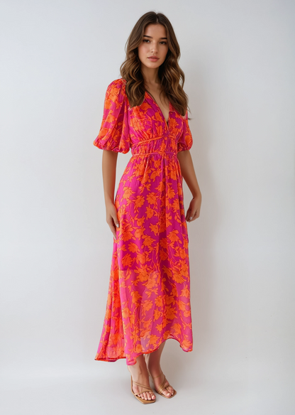 Alaiya | Women’s Floral V-Neck Midi Dress
