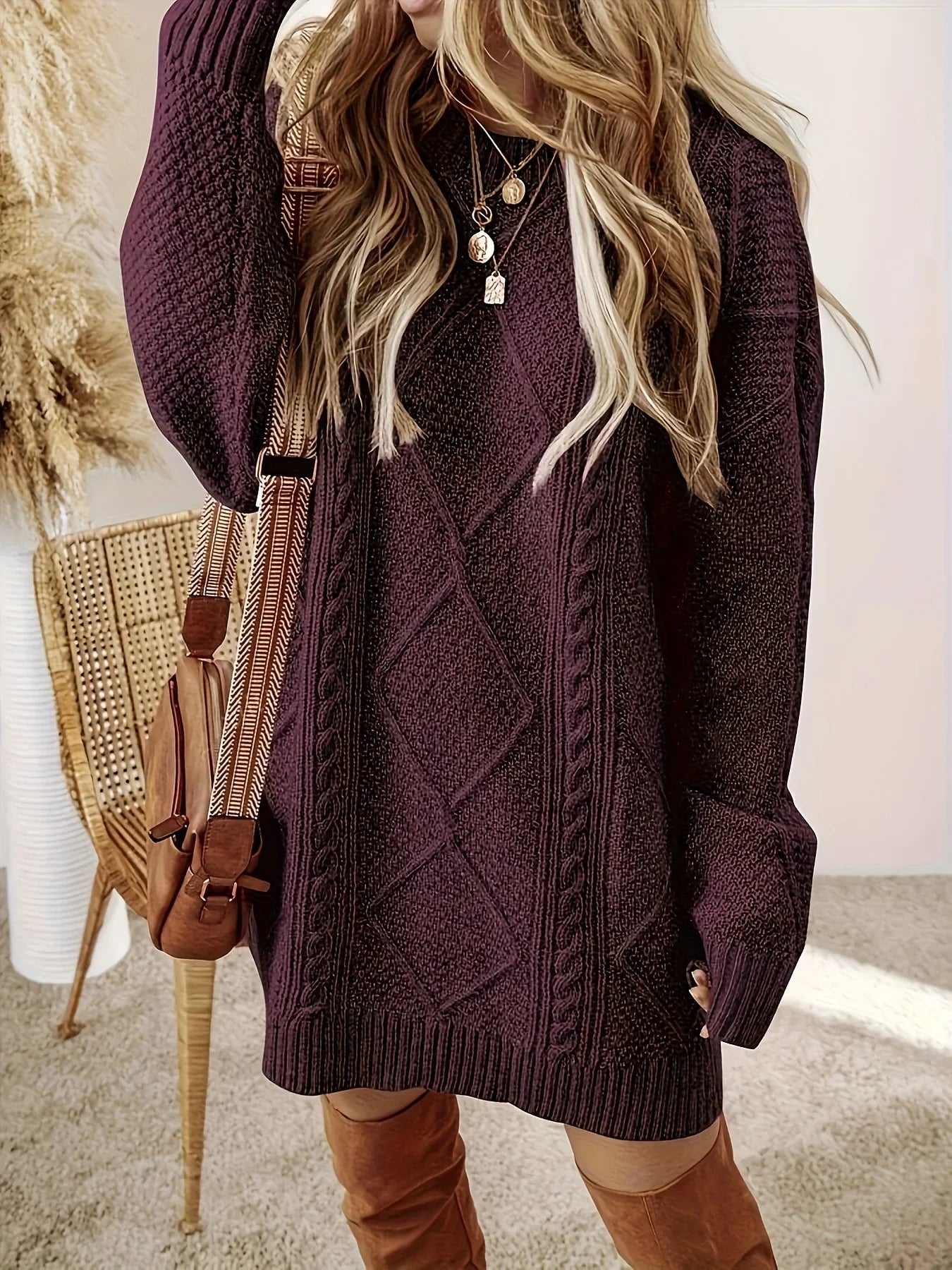 Sylvette | Oversized Cable Knit Sweater Dress