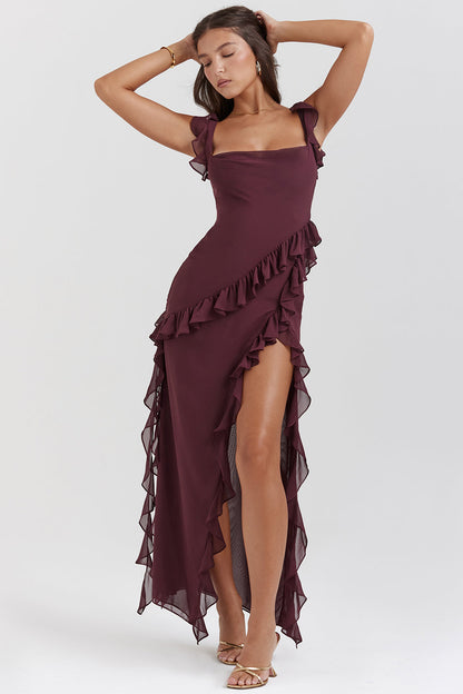Blaire | Women’s Elegant Ruffle Maxi Dress with Thigh Split