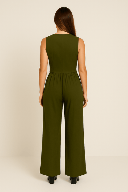 Yveline | Women’s Linen Vest & Wide‑Leg Trousers Set