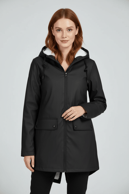 Zerina | Women’s Waterproof Fleece‑Lined Hooded Trench Coat