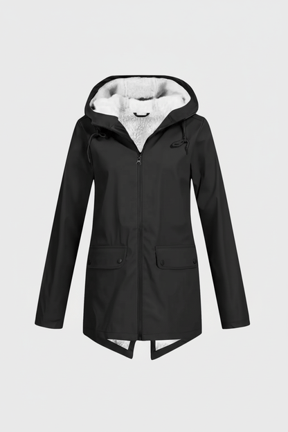 Zerina | Women’s Waterproof Fleece‑Lined Hooded Trench Coat