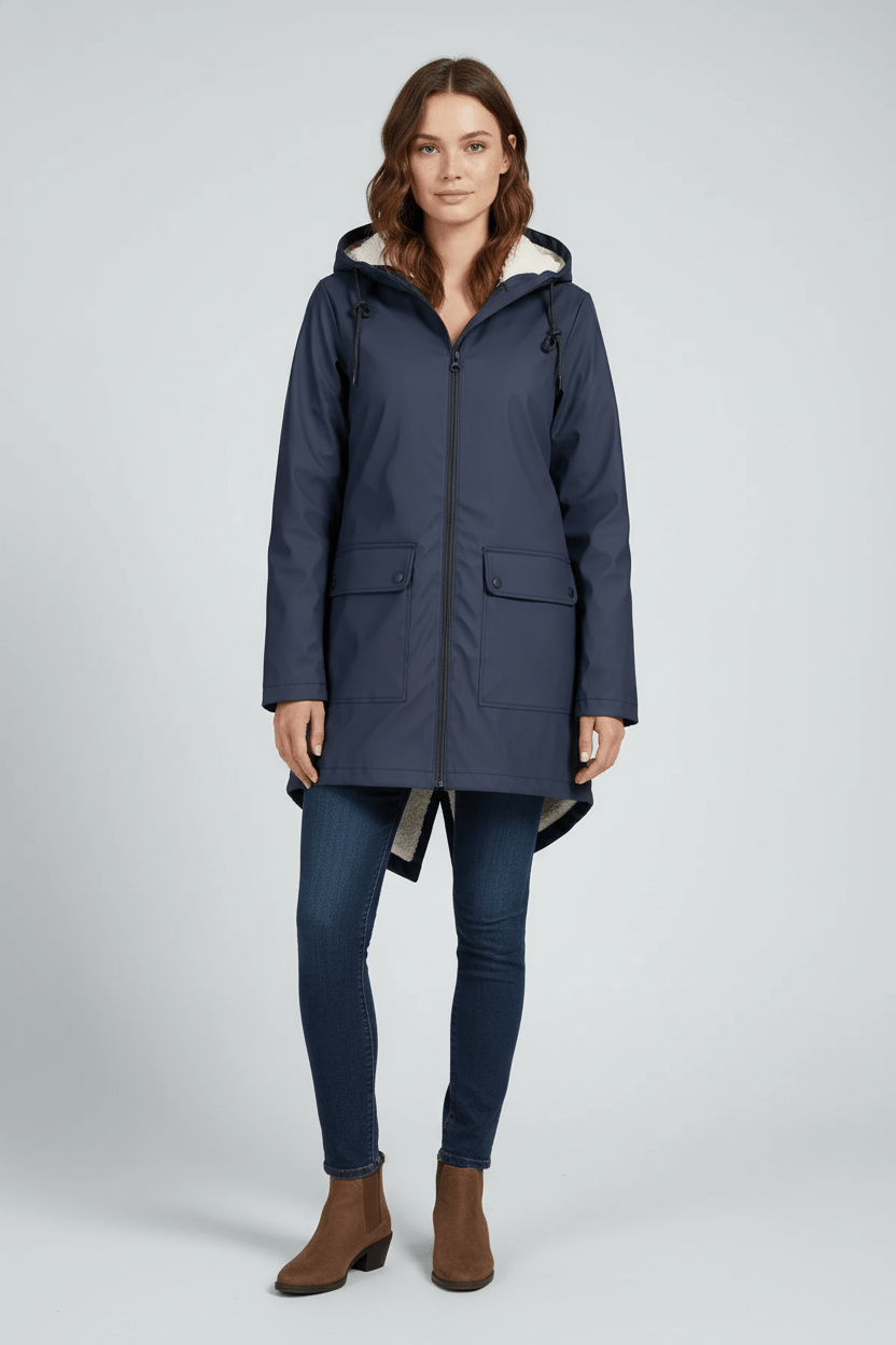Zerina | Women’s Waterproof Fleece‑Lined Hooded Trench Coat