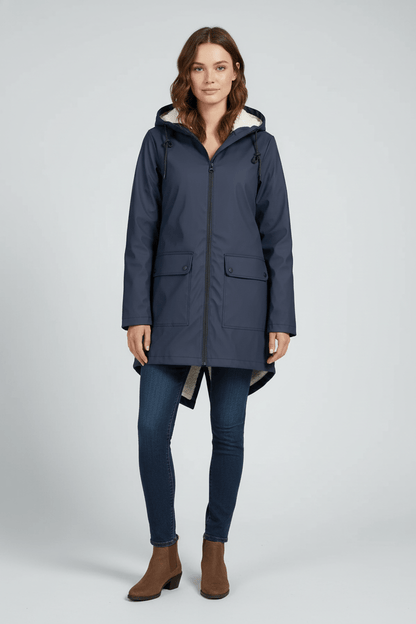 Zerina | Women’s Waterproof Fleece‑Lined Hooded Trench Coat