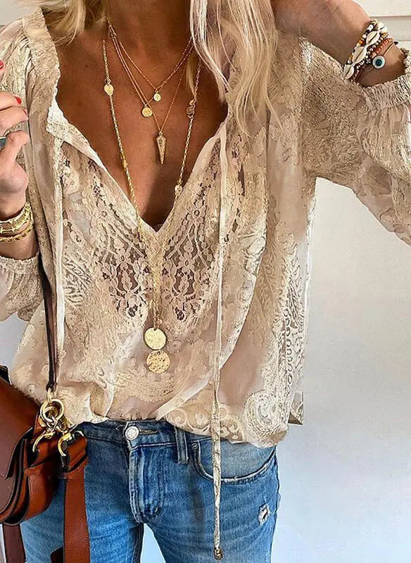 Wynona | Women’s Boho Split‑Neck Blouse