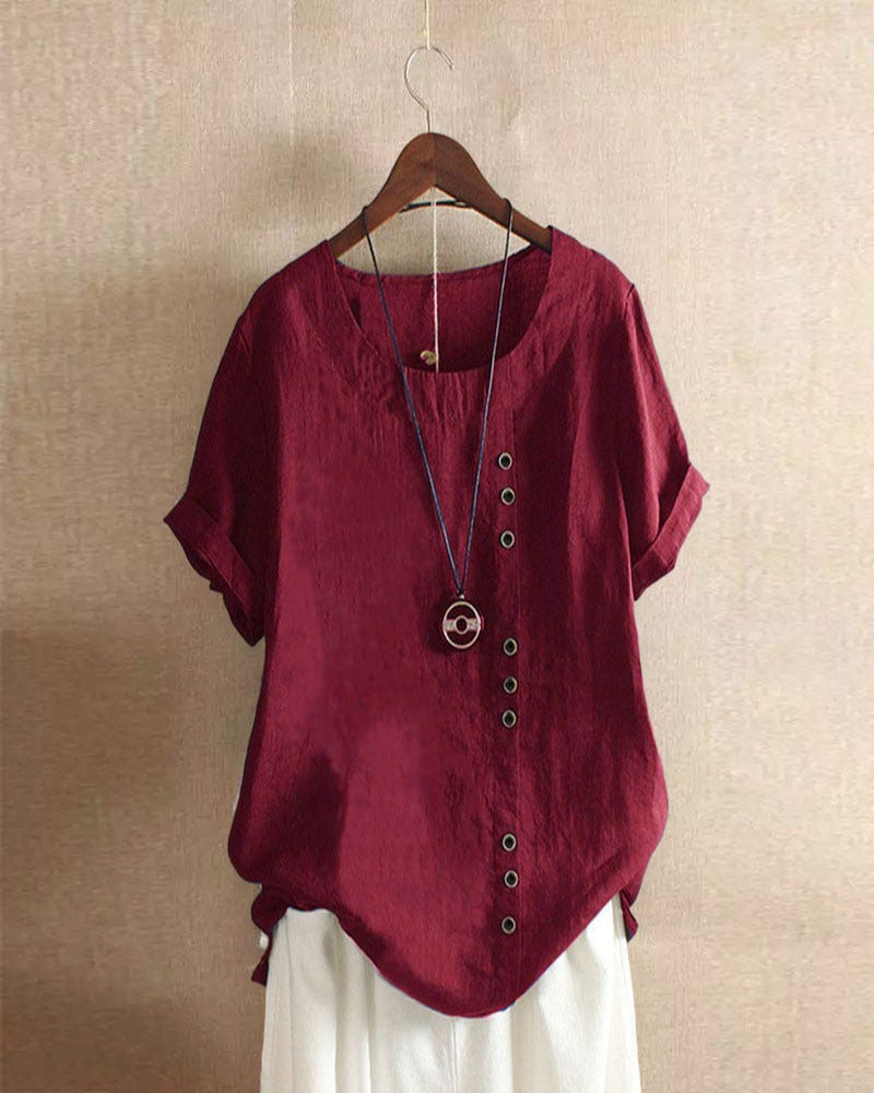 Zetina | Women’s Short‑Sleeve Round‑Neck Summer Blouse