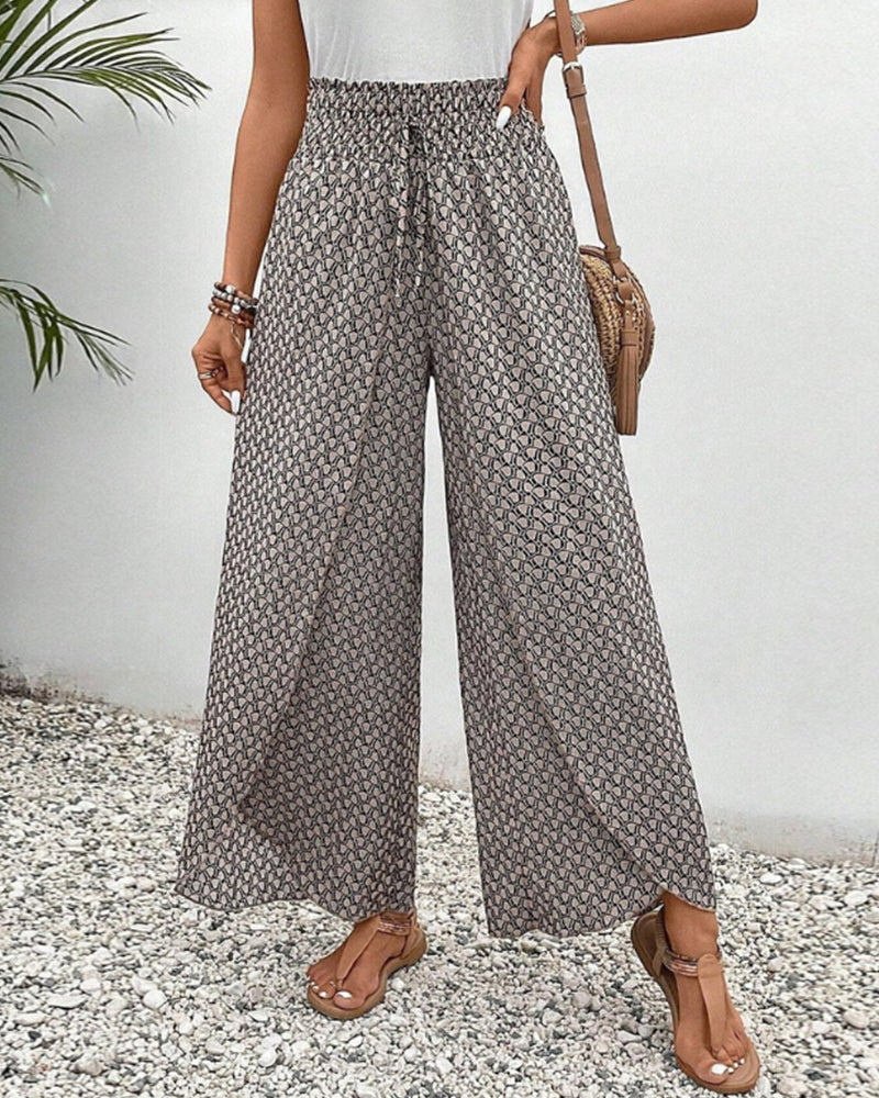 Zafira | Women’s High‑Waisted Geometric Print Summer Trousers