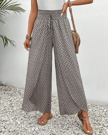 Zafira | Women’s High‑Waisted Geometric Print Summer Trousers