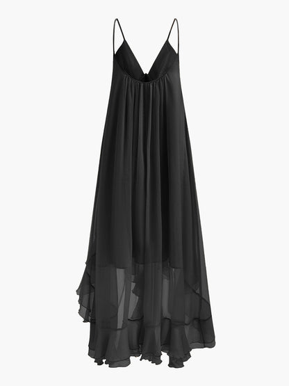 Celiora | Women’s Sheer Long-Sleeve Chiffon Maxi Dress